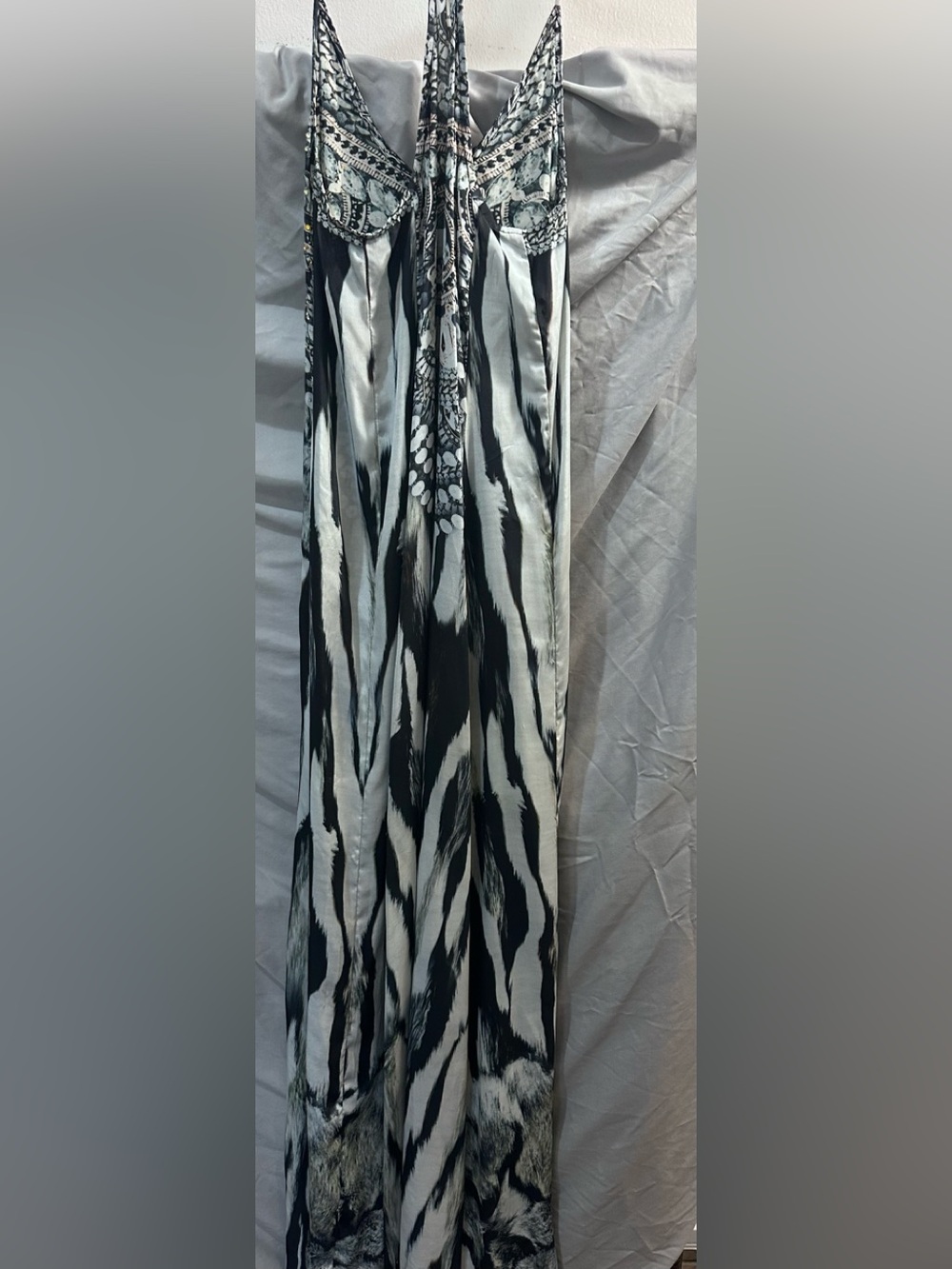 Camilla Black and Cream Beaded Racerback Maxi Dress with hidden pockets - Picture 5 of 7